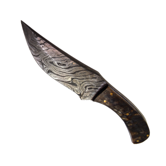 8.5" Grace Damascus Hunting Knife – Leather Sheath & Razor-Sharp Blade