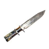 Handmade Damascus Steel Bowie Knife – 14.25" with Marindi Bone Handle