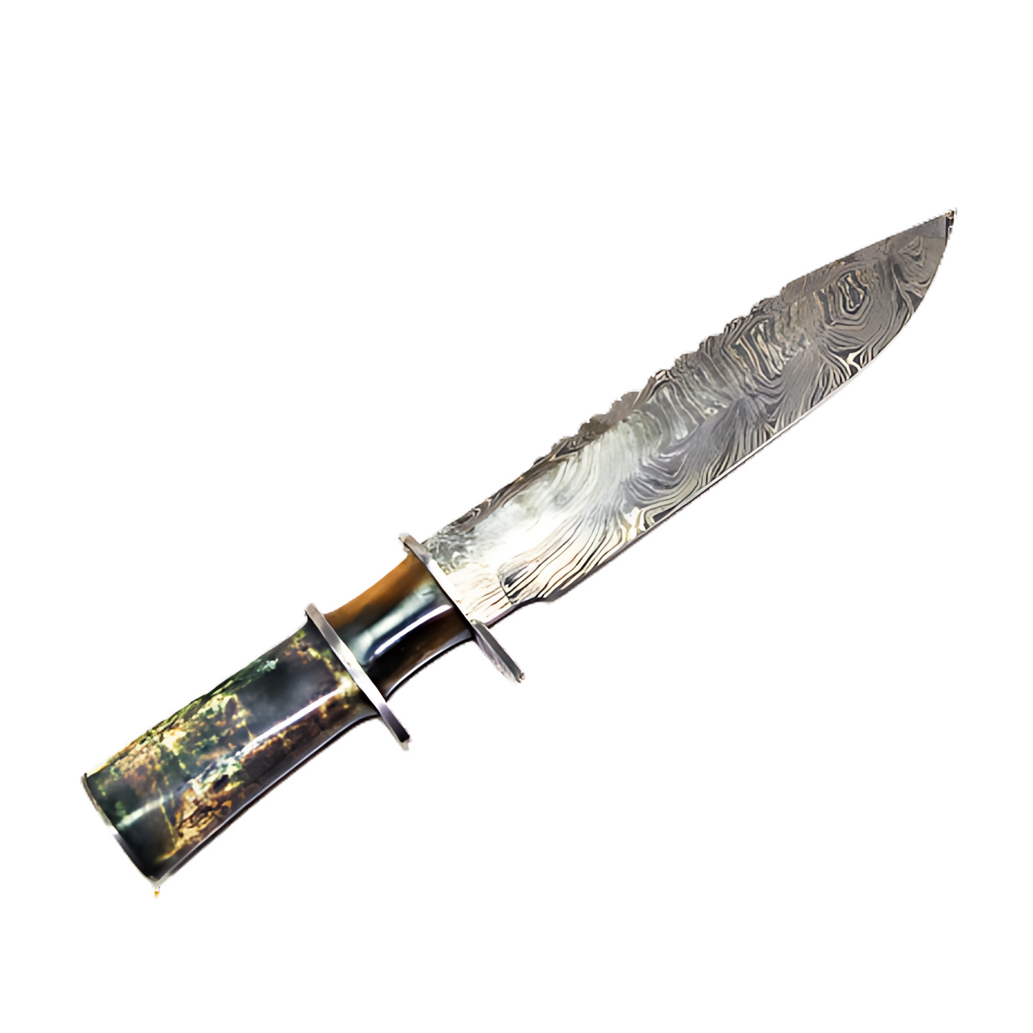 Handmade Damascus Steel Bowie Knife – 14.25" with Marindi Bone Handle