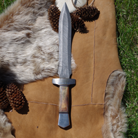 15" Handmade Damascus Dagger – Camel Bone & Rosewood Handle