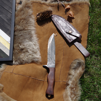 11.5" Forest Damascus Knife – Rosewood Handle & Leather Sheath