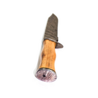 14" Handmade Damascus Hunting Knife – Leather Sheath Included
