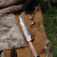 14" Handmade Damascus Hunting Knife – Leather Sheath Included