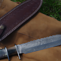 Handmade Damascus Steel Bowie Knife – 14.25" with Marindi Bone Handle