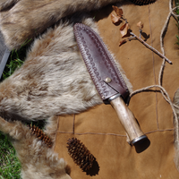 14" Handmade Damascus Hunting Knife – Leather Sheath Included