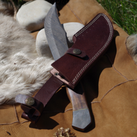 13" Damascus Steel Knife – Rosewood Handle & Steel Guards